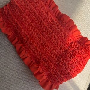 Tory Burch Bright Orange Ruffled Swim Top